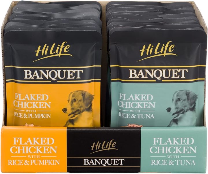 HiLife Banquet Mixed Case Chicken With Rice, Tuna & Pumpkin Dog Food