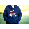 British Country Collection Big Red Tractor Childrens Applique Navy Hoodie