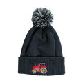 Battles British Country Collection Red Tractor Pom Pom Beanie Hat Navy