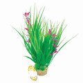 Betta Green and Pink Plastic Plant with Sand Base for Fish