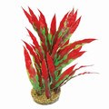 Betta Green and Red Plastic Plant with Sand Base for Fish