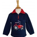 British Country Collection Navy Big Red Tractor Fleece Jacket