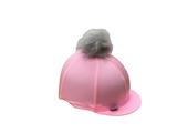 Capz Lycra Hat Cover Sugar Faux Fur Pom Pom Pink & Grey