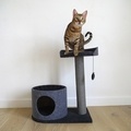 Catwalk Collection Charcoal Felt Cat House And Perch