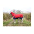 DefenceX System 200 Turnout Rug With Detachable Neck Cover Dark Red, Navy & Light Grey