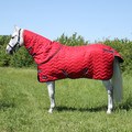 DefenceX System Dark Red/Navy/Light Grey 200 Stable Rug with Detachable Neck Cover