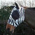 Hy Equestrian Lycra Zebra Print Fly Mask Black/White for Horses