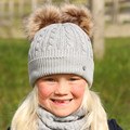 Hy Equestrian Morzine Children's Hat and Snood Set Grey