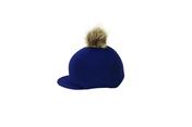 Hy Equestrian Navy Hat Cover with Faux Fur Pom Pom