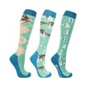 Hy Equestrian Show Jumping Socks Emerald/Blue/Beige