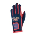 Hy Equestrian Thelwell Collection Practice Makes Perfect Children's Fleece Riding Gloves Navy/Red