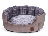 Petface Grey Check & Bamboo Oval Bed