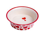 Petface Red Hearts Flared Ceramic Cat Bowl