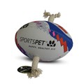 Sportspet Rugby Ball in White Blue and Red for Dogs