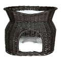 Trixie Black Wicker Cave with Bed on Top