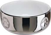 Trixie Cat Silver/White Cermaic Bowl