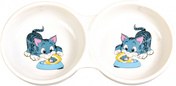 Trixie Ceramic Double Bowl For Cat Cosmic Cat