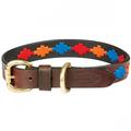 WeatherBeeta Polo Leather Dog Collar Beaufort Brown/Red/Orange/Blue