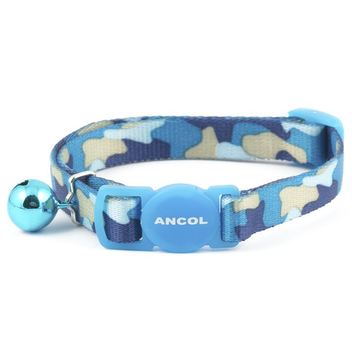 Ancol Camouflage Safety Buckle Blue Cat Collar
