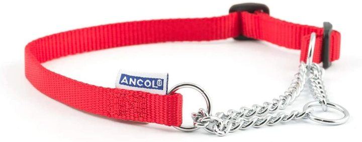 Ancol Heritage Nylon & Chain Check Dog Collar Red