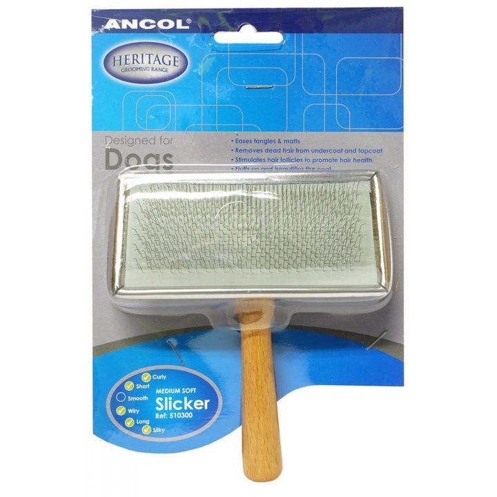Ancol Wooden Handle Medium Slicker