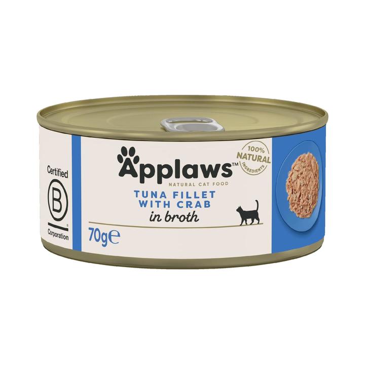Applaws Natural Tuna Fillet with Crab in Broth Tins Cat Food