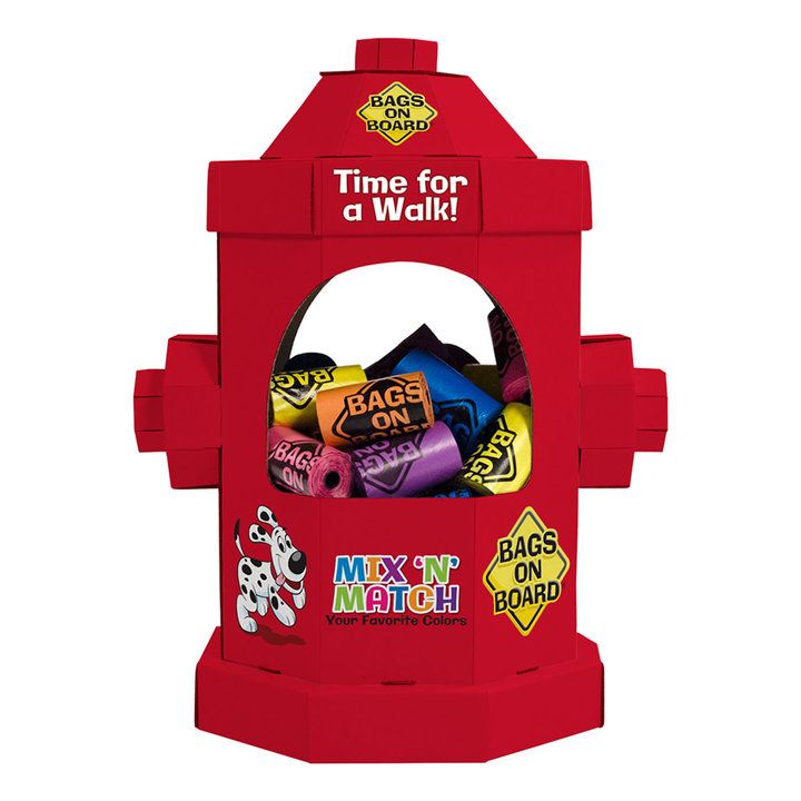 Bags On Board Fire Hydrant Poop Bag Counter Display Dispenser