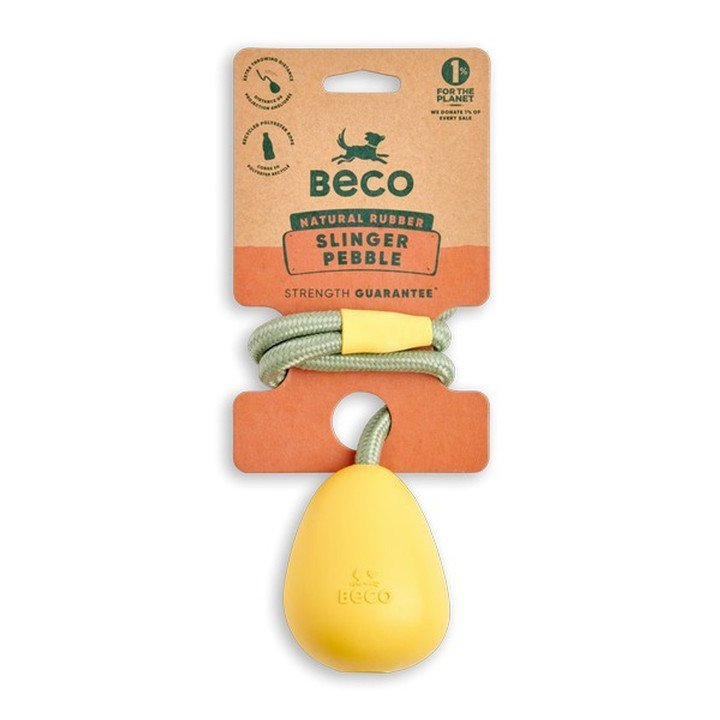 Beco Natural Rubber Pebble Slinger Fetch Dog Toy Yellow