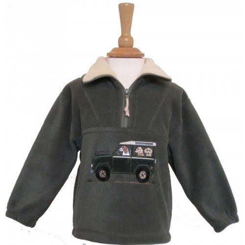 British Country Collection Offroader & Dogs Childrens Fleece Jacket Olive