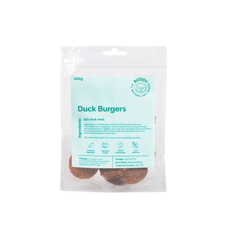 Buddy Pet Food Meaty Duck Burgers for Dogs