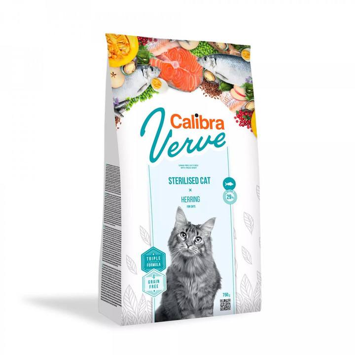 Calibra Verve Grain Free Sterilised Herring Dry Adult Cat Food