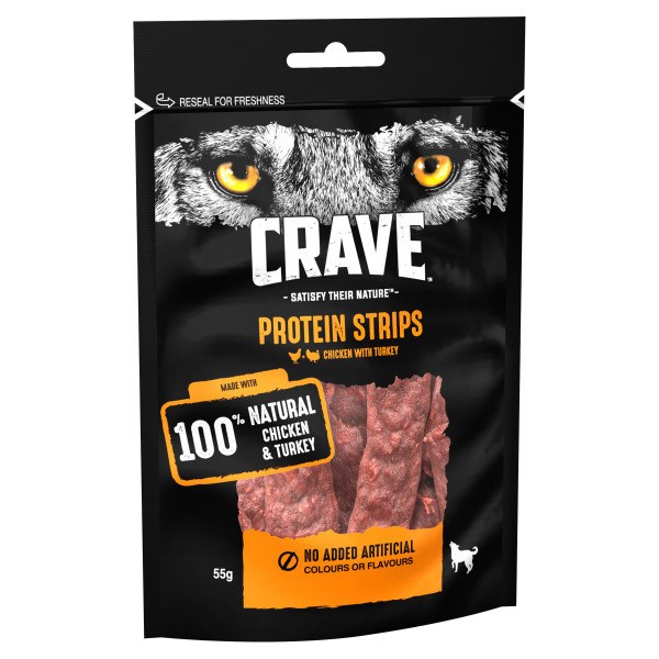 Crave Protein Strips with Turkey & Chicken for Dogs