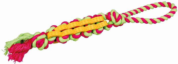 Denta Fun Natural Rubber Twisted Stick on a Rope Dog Toy