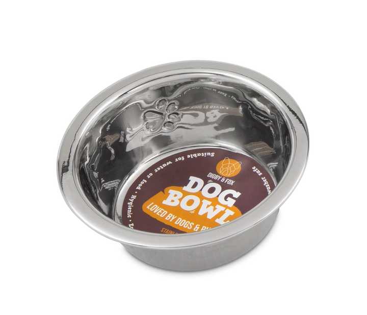 Digby & Fox Dog Bowl Silver