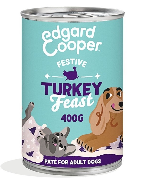 Edgard & Cooper Festive Turkey Feast Pate Tins for Adult Dogs