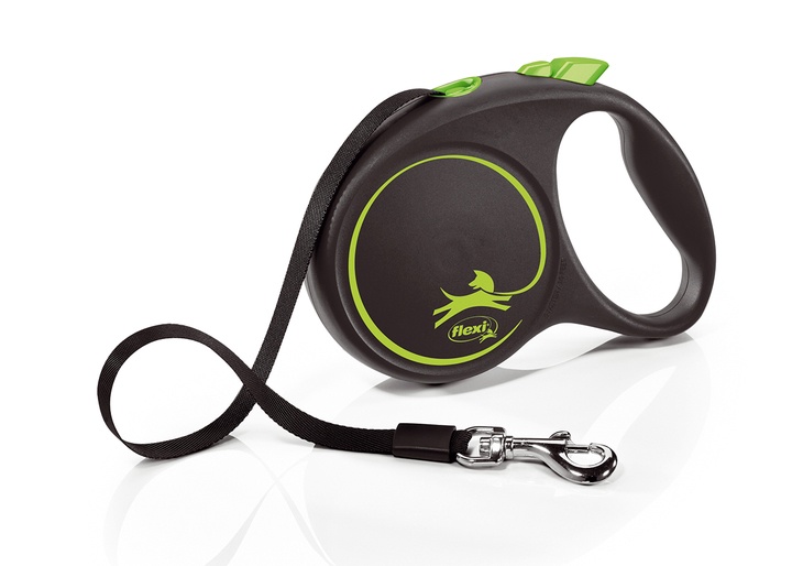 Flexi Black Design Tape Dog Lead 5m Green