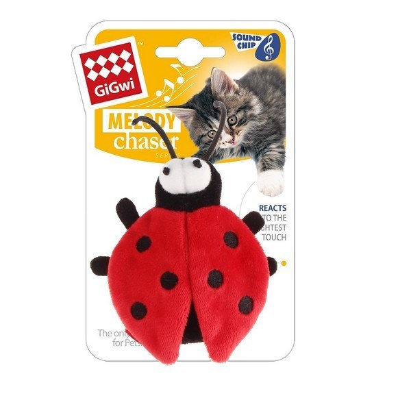 GiGwi Ladybird Motion Activated Beetle Sound Toy Red for Cats