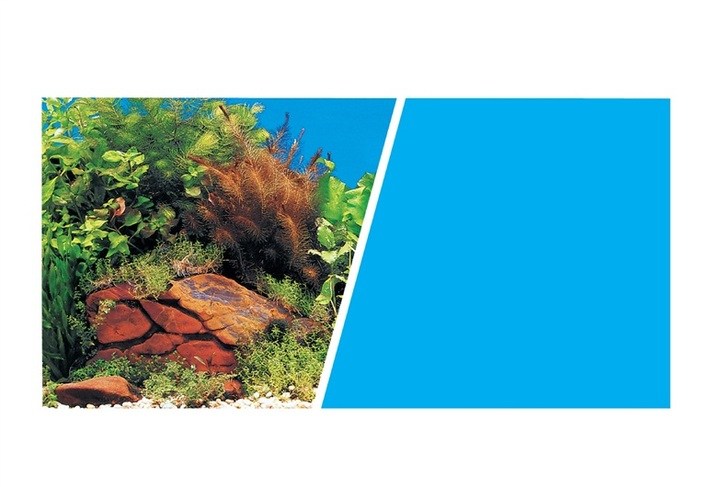 Hagen Marina Double Sided Aquarium background, Plants With Rocks Scene /Solid Light Blue, 45.7 cm x 7.6 M (18 x25 ft) | 993226