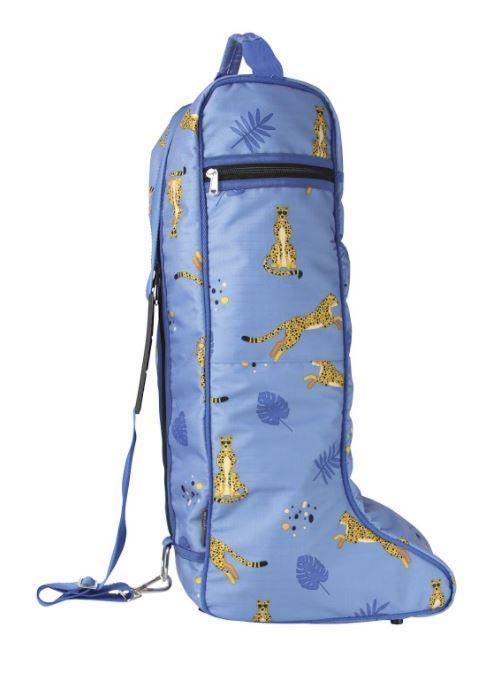 Hy Equestrian Chico the Cheetah Boot Bag Blue & Gold