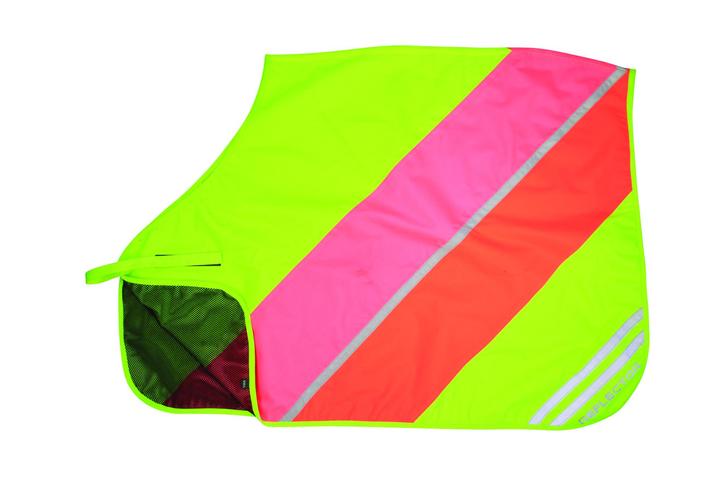 Hy Equestrian Reflector Quarter Mesh Exercise Sheet for Horses Yellow/Pink/Orange