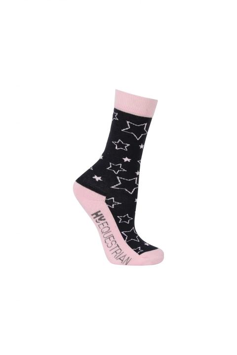 Hy Equestrian Stella Children's Socks Grey & Pink