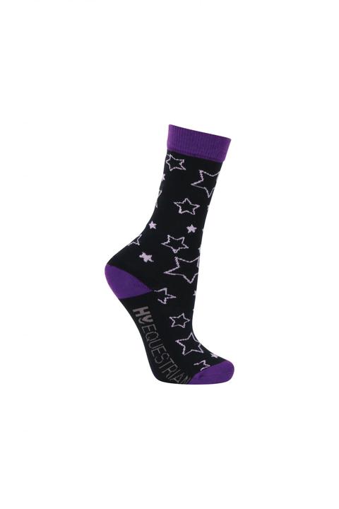 Hy Equestrian Stella Children's Socks Purple & Lilac & Black