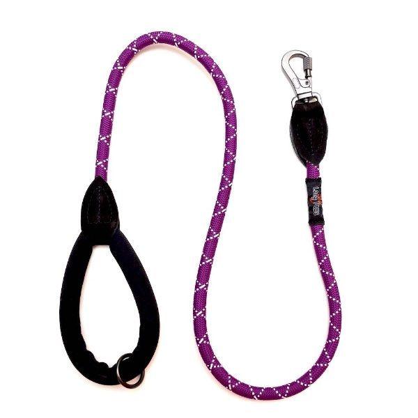 Long Paws Comfort Collection Rope Lead Purple with Screw Lock Karabiner