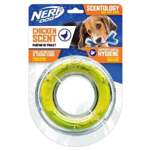 Nerf Yellow Chicken Scent Scentology Solid Core Ring Dog Toy