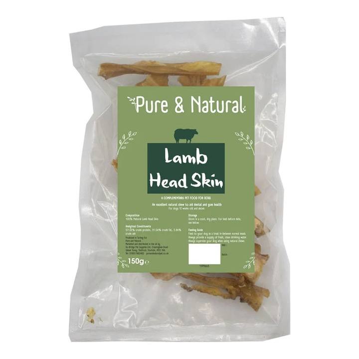 Pure & Natural Natural Lamb Head Skin Dog Treats