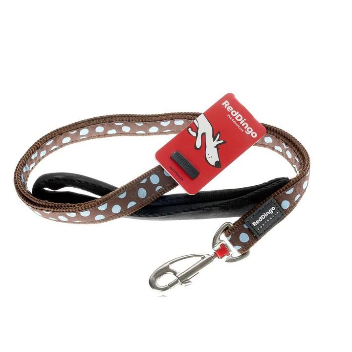 Red Dingo Brown with Blue Spots Dog Lead