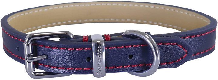 Rosewood Navy Leather Dog Collar
