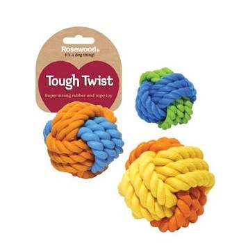 Rosewood Tough Twist Rubber & Rope Ball Dog Toy