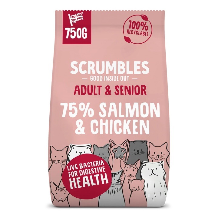 Scrumbles Chicken & Salmon Dry Cat Food for Adult & Senior Cats