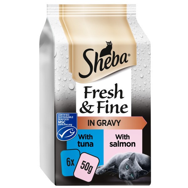 Sheba Fresh & Fine Cat Pouches with Salmon & Tuna in Gravy